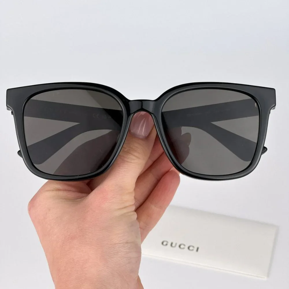 Gucci GG1346SK 002 BRAND NEW Sunglasses Black Brown Polarized Square Unisex